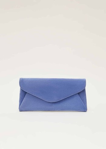 Phase Eight Wendie Blue Suede Bags Blue USA | 4206793-EZ